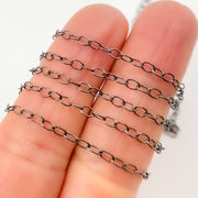 Sterling Silver Black Rhodium Smooth Cable Chain